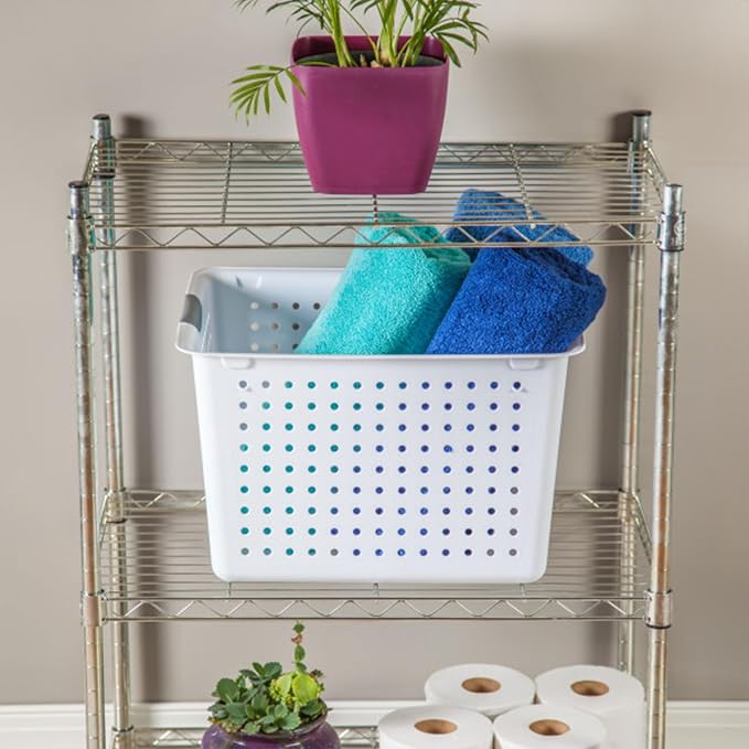 Sterilite Deep Ultra™ Basket, Open Plastic Storage Bin, White, 6 Pack | Large Open Containers and Bins for Pantry Shelves, Kitchen Cabinets, Laundry, Closets, Dorm Rooms, Classrooms & Bathrooms - Image 7
