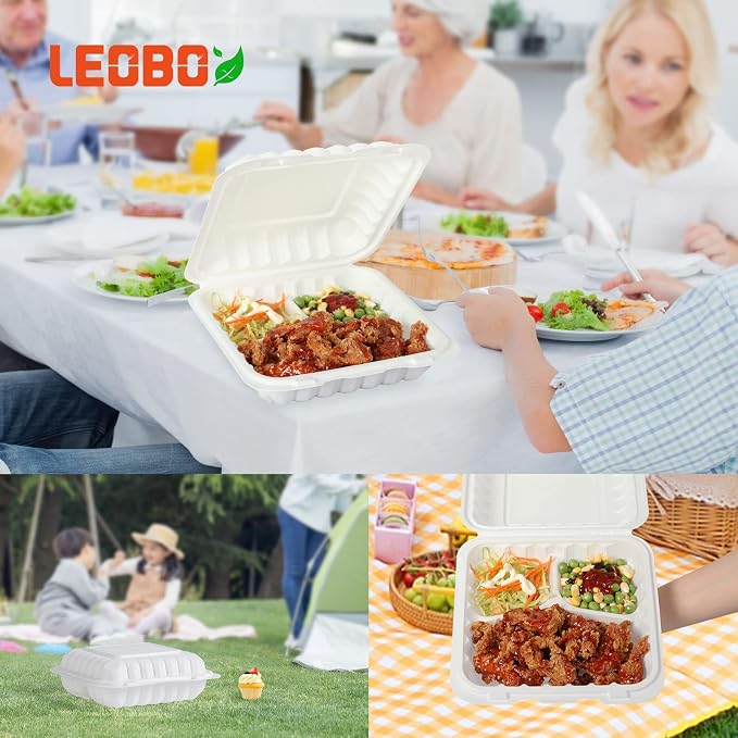 65 Pack 30oz 7.8 Inch To Go Containers - Shrink Wrapped No Pre-Wash | 3 Compartment Reusable & Sturdy | Microwave, Dishwasher and Freezer Safe Meal Prep Boxes for Leftovers, Catering & Takeout - Image 3