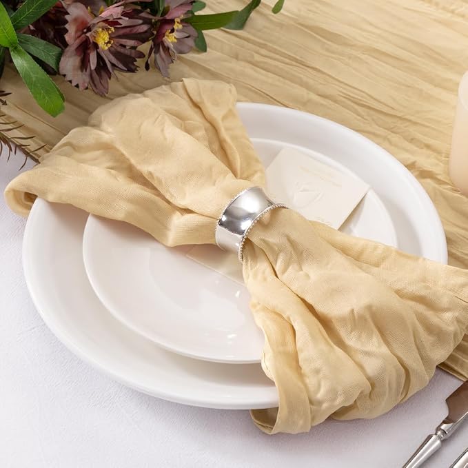 Cheesecloth Napkins Champagne Cloth Napkins Bulk Table Napkin,Set of 50 | 21''x21'',Washable Boho Table Gauze Fabric Napkins,for Wedding Baby Bridal Shower Dinner Party Decor - Image 3