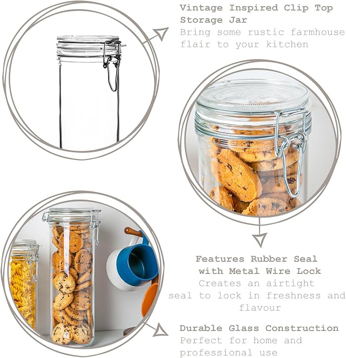 Rocco Bormioli Glass Spaghetti Jar, Fido Glass, Airtight Cap, Height 26 cm - Image 2
