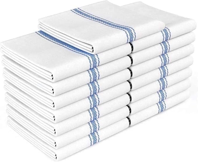 Zeppoli Classic Dish Towels - 15 Pack - 14" by 25" - 100% Cotton Kitchen Towels - Reusable Bulk Cleaning Cloths - Blue Hand Towels - Super Absorbent - Machine Washable by Zeppoli
