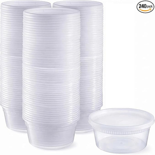 12 oz Deli Containers with Lids (Pack of 240), Recyclable Polypropylene, Microwavable, Heat Resistant (12) by DHGPROFESSIONAL
