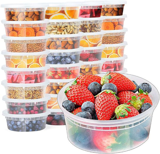 Glotoch Express 24 Sets 8 oz Deli Containers with Lids,Leakproof & BPA Free | Plastic Soup Containers with Lids,Airtight Takeout Food Storage Containers for Soup,Freezer/Microwave/Dishwasher Safe by GlotochExpress