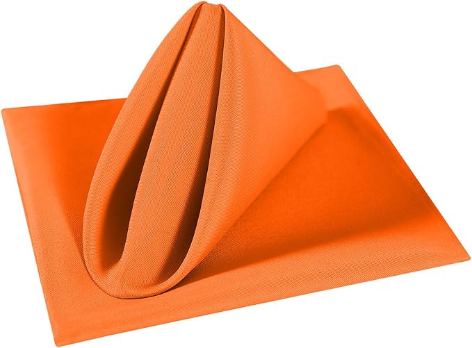 Cloth Napkins 17x17 inch Washable Polyester Dinner Napkins Soft Table Napkins for Wedding Party Dining Banquet(Orange,100PCS) - Image 3