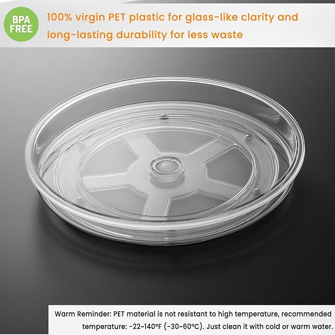 Clear Lazy Susan Organizer, Non-Skid Plastic 11" Lazy Susan Turntable for Cabinet Rotating Pantry Lazy Susan Cabinet Organizer, Storage Containers for Kitchen, Refrigerator Countertop - Image 6