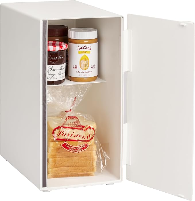 YAMAZAKI Home Tower Bread Box Keeper Holder Container, Metal Bread Holder Saver, Slim Space Saving Counter Storage - Steel by Unknown