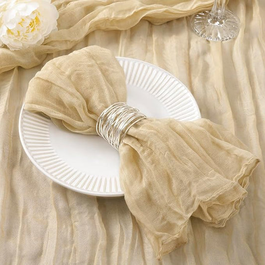 DeZerlor Champagne Washable Cheesecloth Napkins Set of 30 for Party | Reusable Summer Cloth Napkins Bulk, for Wedding Bridal Baby Shower Dinner Cocktail Birthday Home, 21x21 Inches by DeZerlor