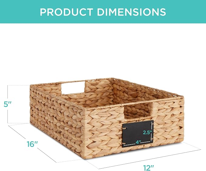 Best Choice Products Set of 4 16x12in Large Water Hyacinth Pantry Baskets, Woven Organizers w/Chalkboard Label, Chalk Marker - Natural - Image 7
