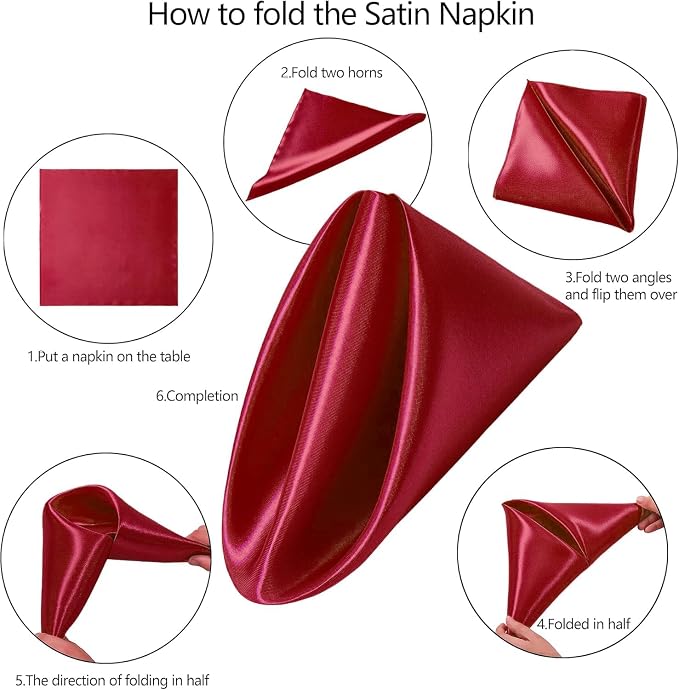 MDS® Pack of 100 Satin Napkins 12 x 12 Inch, Soft Silky Reusable Cloth Dinner Table Napkins for Wedding Décor, Reception, Birthday, Parties, Banquets, Catering, Restaurants & Hotel - Maroon - Image 3