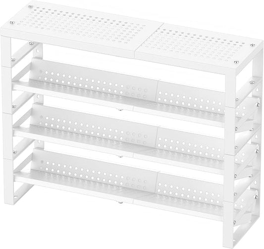 Jojocross Expandable, Stackable, Adjustable Spice Rack kitchen Organizer,Metal Pantry Storage Shelves - Multi-Tier Shelf for Cabinet, Countertop, Pantries, Cupboard or Wall Mount,White by JOJOCROSSHIGHQUALITYLIFE