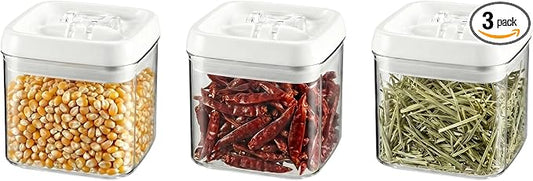 Felli Flip Tite Food Storage Container 4" Small Size Airtight Lid Lock Top, Stackable Kitchen Canister for Space Saving, Pantry Fridge Cupboard Organizer, Spice Seasoning Pet Treats Snack (0.5 qt) by Felli