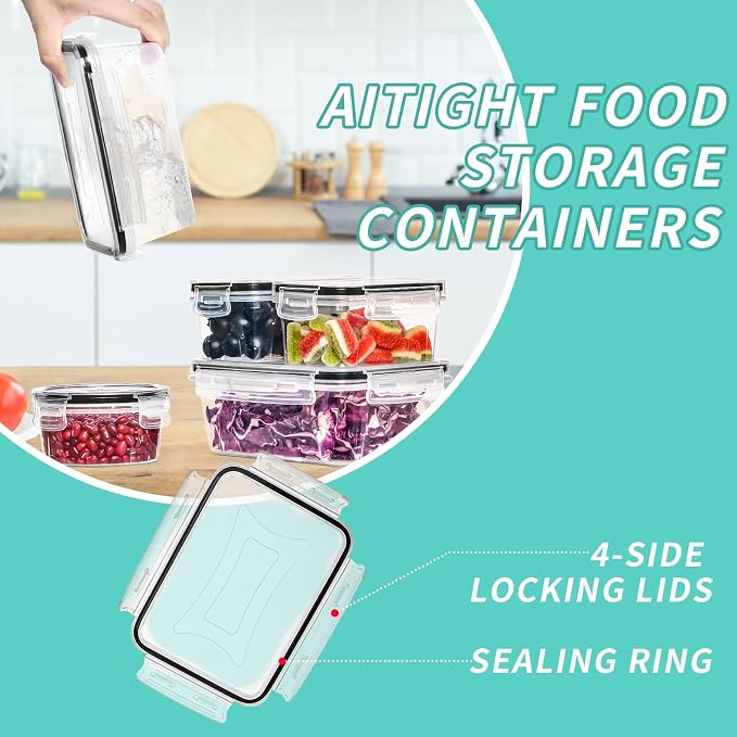 Skroam 72 piece Food Storage Containers Set with Airtight Lids (36 Containers & 36 Lids), Plastic Leak-Proof Kitchen Storage Containers for Pantry Organizers and storage - Meal Prep, Lunch Containers - Image 3