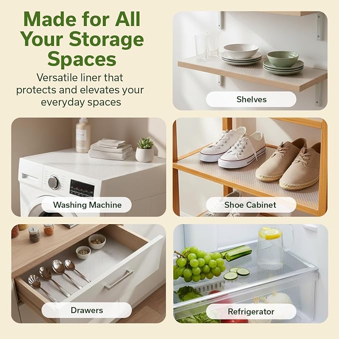 EVALAND Shelf Liner Cabinet Liner Non-Adhesive Drawer Liner 17.7 in x 33 FT | Non-Slip, Washable, Waterproof, Fridge Liners, Contact Paper, Shelf Liners for Cabinets, Kitchen, Refrigerator, Clear - Image 4