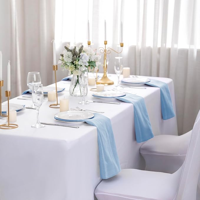 50pcs Polyester Cloth Napkins - 20 x 20 inch Blue Mist Dinner Washable Napkins with Hemmed Edges for Restaurant/Wedding/Hotel(50,Blue Mist) - Image 7