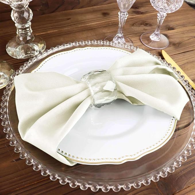 Efavormart Premium Cloth Napkins Set of 50, 17x17 Inch Ivory Violet Seamless Dinner Napkins, Washable Linen Table Napkin Cloth with Hemmed Edges for Weddings, Party and Banquet - Image 7