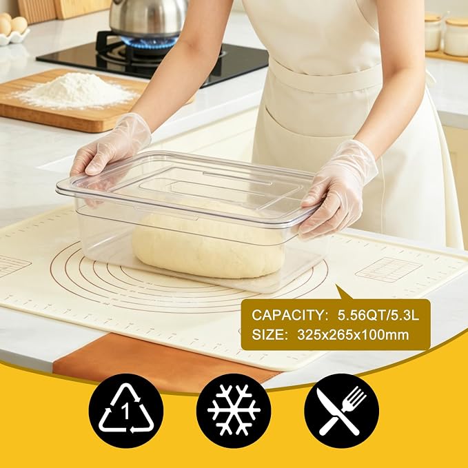 2pcs Dough Proofing Container, 5QT Large Capacity Holds Up to 6.6Lb of Dough, BPA-Free Tray with Lid Dough Rising Box for Bread, Sourdough, Pizza - Image 4