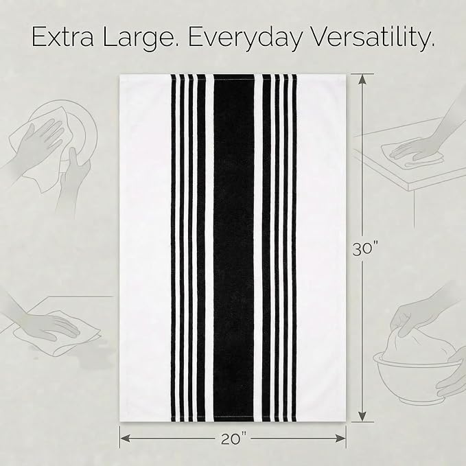 Urban Villa Kitchen Towels Cotton Dish Towels 20”x30” (Set of 6) Black - Image 3