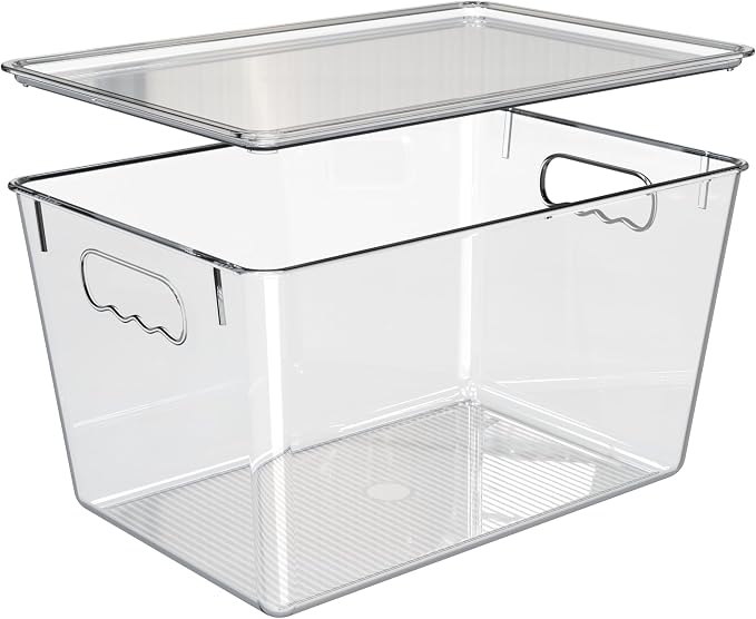 YAN & HIN 10 Pack Clear Storage Bins with Lids, Stackable Plastic Organizer Bins with Handles, Pantry Organizers and Storage for Kitchen Cabinet, Fridge, Bathroom, Closet and Shelf Organization - Image 8