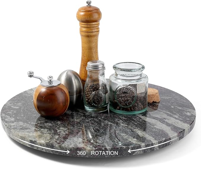 Marble Lazy Susan, 16 in Lazy Susan Turntable Organizer for Cabinet Pantry Kitchen Countertop Fridge Bathroom Makeup Vanity Countertop - Blue Fantasy by BCS