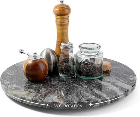 Marble Lazy Susan, 16 in Lazy Susan Turntable Organizer for Cabinet Pantry Kitchen Countertop Fridge Bathroom Makeup Vanity Countertop - Blue Fantasy by BCS