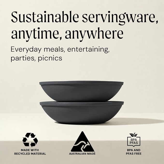 Large Serving Bowl with Lid - Certified Recycled Food-Safe Plastic, BPA-Free, Dishwasher, Microwave, Fridge and Freezer Safe | 4.96qt | Pepper - Image 7