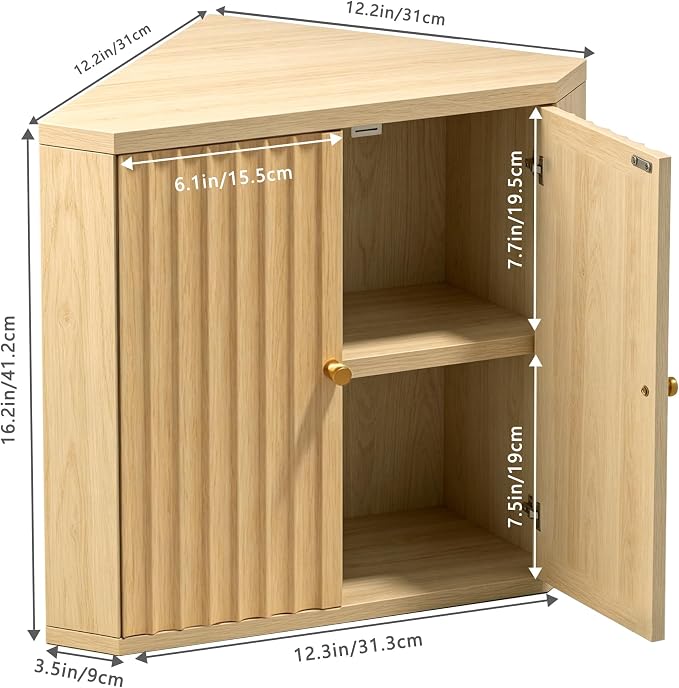Natural Corner bread box for kitchen countertop, Large Bread Bread Box, Vintage corner bread box for kitchen countertop, Under Cabinet Organizer fluted (Natural) - Image 2