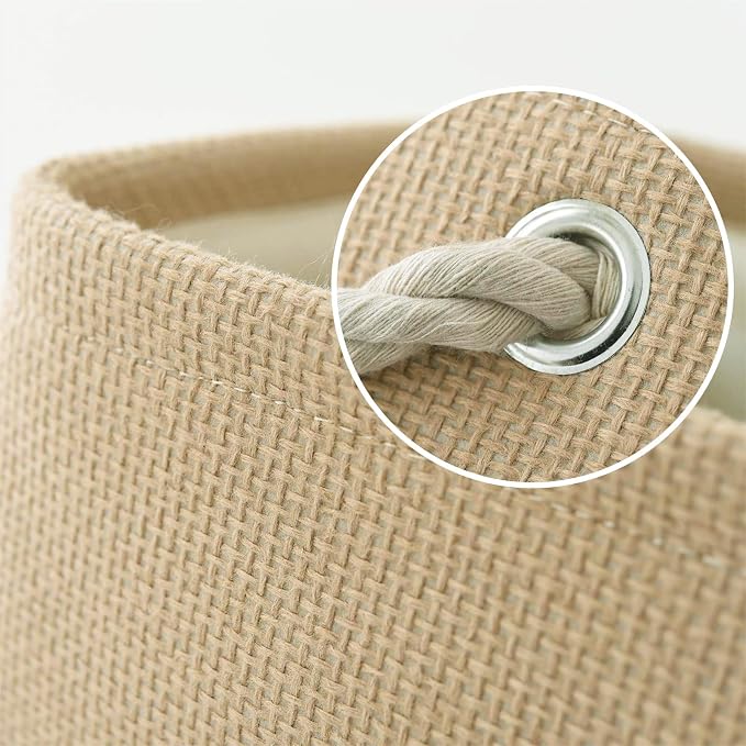 Decorative Basket Rectangular Fabric Storage Bin Organizer Basket with Handles for Clothes Storage (Beige, Medium-1Pack,13.8L*9.8W*6.7H) - Image 4