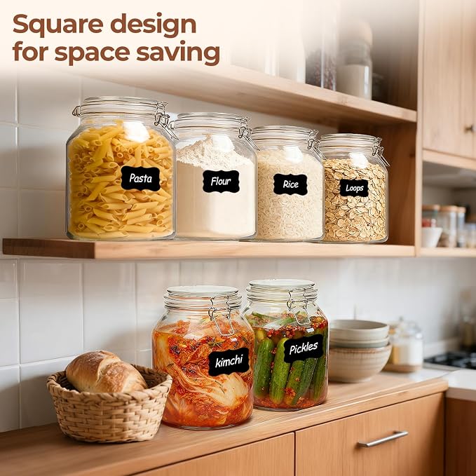 ComSaf Glass Pantry Jars with Airtight Lids 0.7 Gallon 2 Pack Wide Mouth | Flour sugar rice, Sourdough pickling, Pantry organization, Scoop included, Baking supplies, Bulk food storage, Large capacity - Image 5