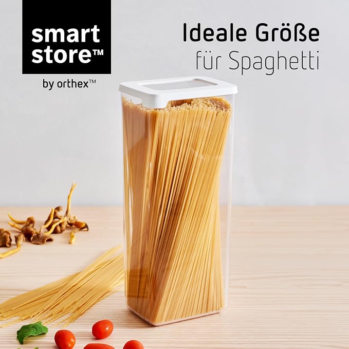 SmartStore Clear Airtight Dry Food Containers with Lids | 2.25L Set of 4 | Organiser for pasta, spaghetti | BPA Free | Dishwasher Safe | Stacking Kitchen Storage | 12.5x9x28cm - Image 4