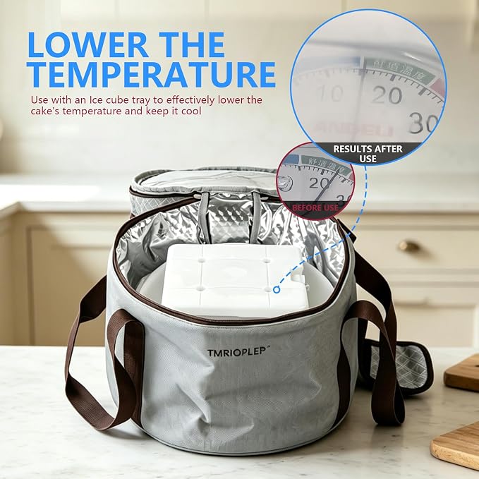 TMRIOPELP Tall Cake Carrier with Lid and Handle Insulated Cake Container Cake Transport Carrier Ideal for Pies Cupcakes and Pastries Perfect for Safe and Secure Cake Delivery (Grey, 10 inch) - Image 4