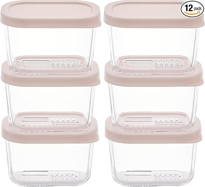 Glass Food Storage Containers with Lids — 12 Piece — 10.5 oz Glass with BPA-Free Leakproof Stackable Lids — Microwave, Oven & Dishwasher Safe — Ideal for Meal Prep & More - Berry Blush by DuraLiving