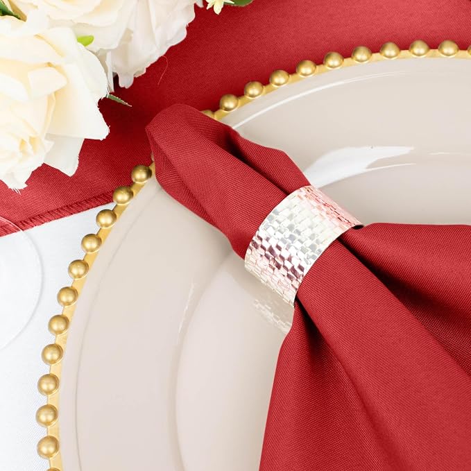 Efavormart Premium Cloth Napkins Set of 5, 20x20 Inch Red Seamless Dinner Napkins, Washable Linen Table Napkin Cloth with Hemmed Edges for Weddings, Party and Banquet - Image 7