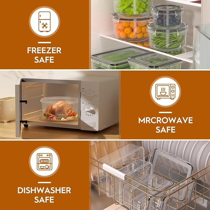 44 PCS Food Storage Containers with Lids Airtight (22 Containers & 22 Lids), Leak proof Meal Prep Container Set for Kitchen Storage, BPA-free, PVC-free Plastic, Microwave/Dishwasher Safe, Labels & Pen - Image 4