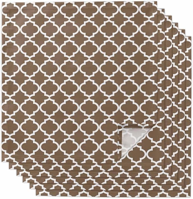 Cloth Napkins Set of 6-20x20 Inches, Brown Moroccon Washable Reusable Table Napkins, Retro Country Minimalist Abstract Motifs Soft & Absortbent Dining Napkin for Party Wedding Hotel Restaurant by Unknown