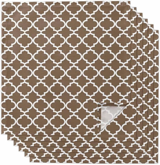 Cloth Napkins Set of 6-20x20 Inches, Brown Moroccon Washable Reusable Table Napkins, Retro Country Minimalist Abstract Motifs Soft & Absortbent Dining Napkin for Party Wedding Hotel Restaurant by Unknown