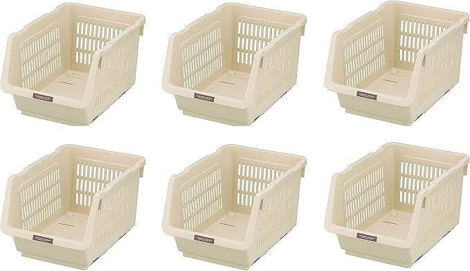 JapanBargain 3027x6, Set of 6 Japanese Stackable Storage Bin Kitchen Pantry Organizers Food Basket for Fruit Potato Condiments and Spices, Made in Japan by JapanBargain