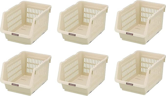 JapanBargain 3027x6, Set of 6 Japanese Stackable Storage Bin Kitchen Pantry Organizers Food Basket for Fruit Potato Condiments and Spices, Made in Japan by JapanBargain