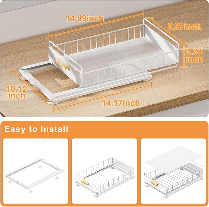 Under Sink Organizer, 2 Packs Under Sink Organizers and Storage, Slide Out Pull Out Cabinet Organizer Shelf with Metal Drawers for Kitchen Bathroom Pantry, White - Image 4