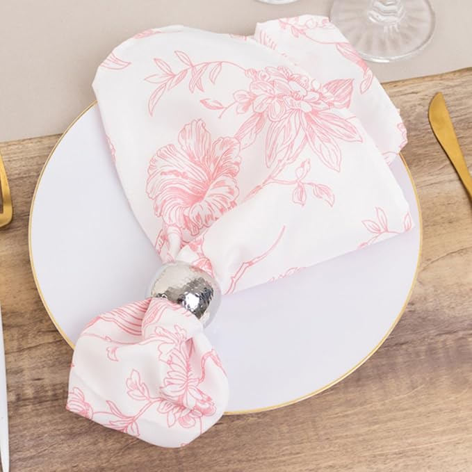 Efavormart Premium Cloth Napkins Set of 5, 20x20 Inch White/Pink Seamless Dinner Napkins, Washable Linen Table Napkin Cloth with Hemmed Edges for Weddings, Party and Banquet - Image 5