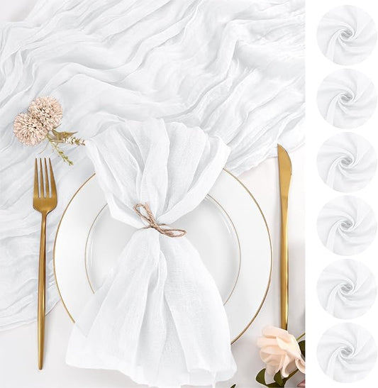 50 Pack White Cloth Napkins 20x20Inch Cheesecloth Napkins | Elegant Cloth Napkins for Table, Washable Rustic Boho Gauze Napkins, for Wedding Party Bridal Baby Shower Dinner Decor by Lumaycens