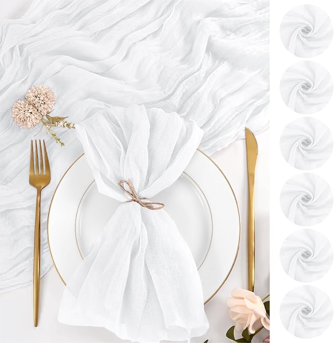 50 Pack White Cloth Napkins 20x20Inch Cheesecloth Napkins | Elegant Cloth Napkins for Table, Washable Rustic Boho Gauze Napkins, for Wedding Party Bridal Baby Shower Dinner Decor by Lumaycens