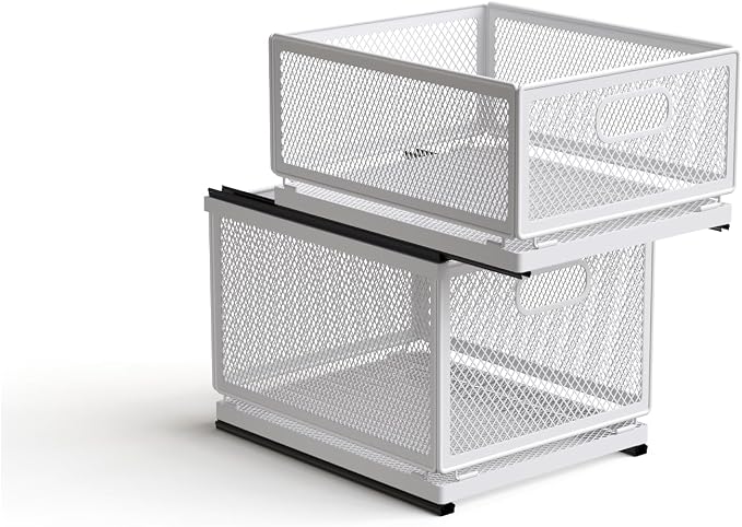 Pull Out Cabinet Organizer, Slide Out Drawers Fixed with Adhesive Nano Film, Pantry Shelves Sliding Drawer Storage Organization for Kitchen (Double Layer 11.8*9.4*14.45inch/30*24*36.7cm) by Unknown