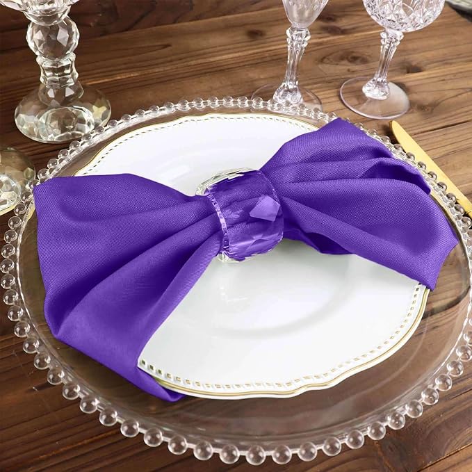 Efavormart Premium Cloth Napkins Set of 10, 17x17 Inch Purple Violet Seamless Dinner Napkins, Washable Linen Table Napkin Cloth with Hemmed Edges for Weddings, Party and Banquet - Image 6