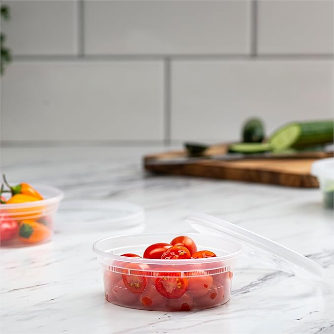 [240 Sets - 8 oz.] Clear Plastic Containers with Airtight Lids - Deli Food Storage, Slime, and More - Bulk Pack - Small Containers with Lids - 240/Case - Stack Man Brand - Image 3