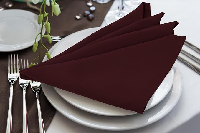 Utopia Home [24 Pack, Burgundy] Cloth Napkins 17x17 Inches, 100% Polyester | Hemmed Edges, Washable and Reusable Ideal for Parties, Weddings and Dinners - Image 3