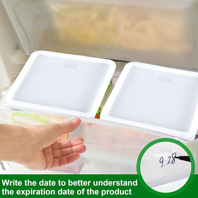 FoldTier 2 Pieces Square Food Storage Containers Polycarbonate Clear food Container with Lid Commercial Storage with Graduations for Commercial Kitchen Dough Marinating Meat(White,4 Qt) - Image 5