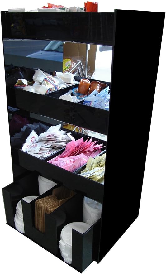 RCS Plastics Coffee Condiment Organizer and Lid Dispenser or Caddy (3008) | For Condiment Packets by RCSPlastics