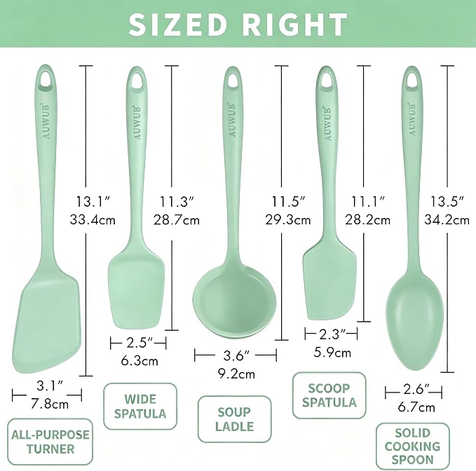 5PCS Silicone Kitchen Utensils Set, Heat Resistant Spatula Set | Cooking Tools Made of Food Grade BPA Free Silicone, Heat Resistant Design Protects Nonstick Cookware for Everyday Meals - Image 2
