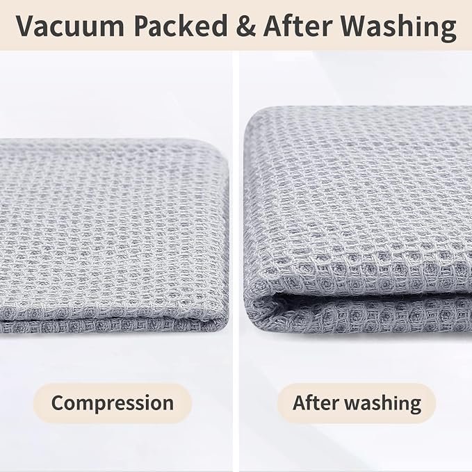Homaxy 8 Pack 100% Cotton Kitchen Towels and Dishcloths Set, Light Gray | 12 x 12 Inches and 13 x 28 Inches Kitchen Towels Set, Ultra Soft Absorbent Dish Cloths for Washing Dishes - Image 8