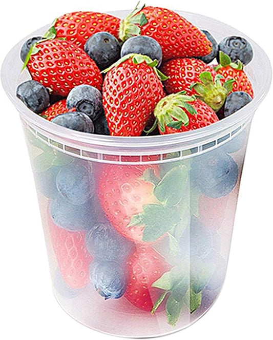 Glotoch Express 24 Sets 32 oz Deli Containers with Lids,Leakproof&BPA-Free | Plastic Soup Containers with Lids,Airtight Takeout Food Storage Containers for Soup,Freezer/Microwave/Dishwasher Safe by GlotochExpress